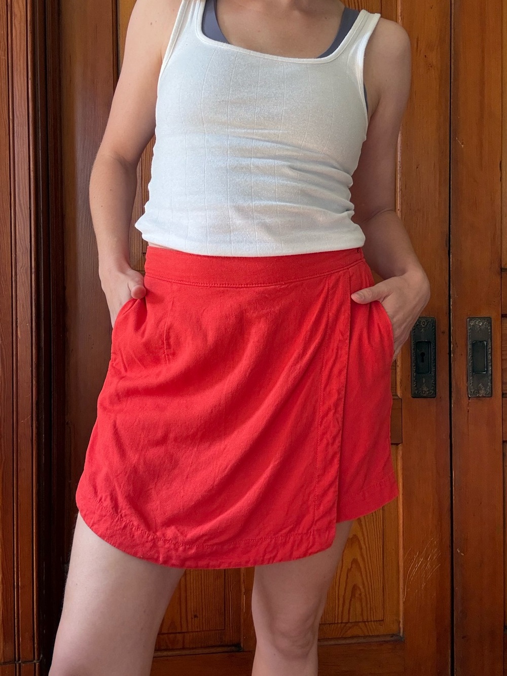 St. John's Bay Coral Red Skort with Elastic Waist